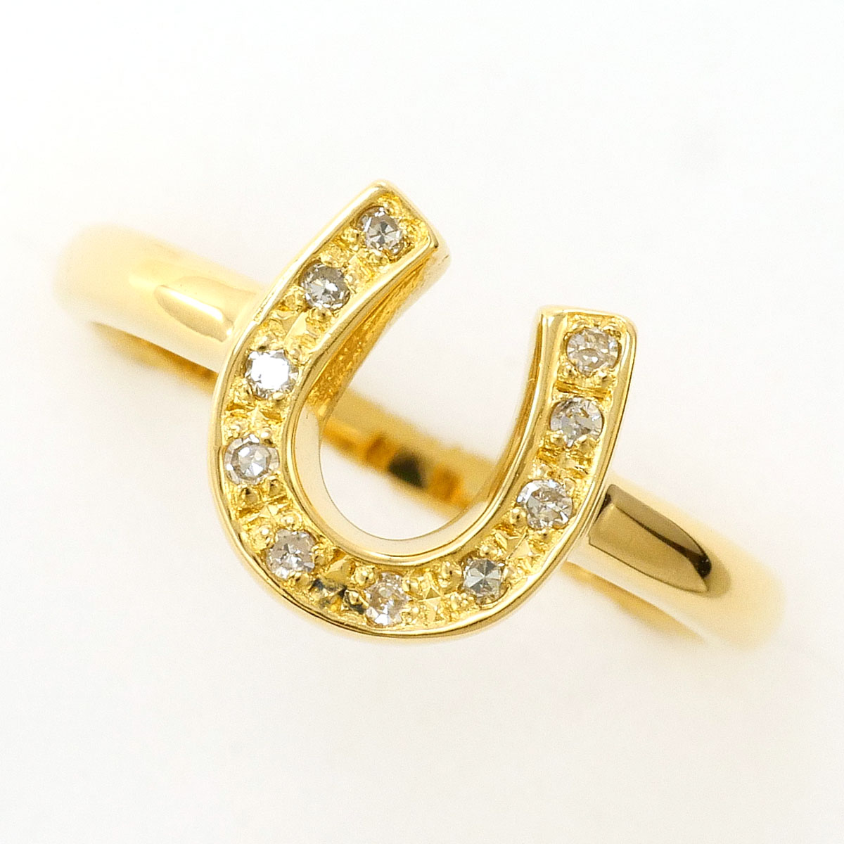 K18 18金 YG イエローゴールド リング・指輪 8号 ダイヤモンド（ct刻印なし） 総重量約2.5g 中古