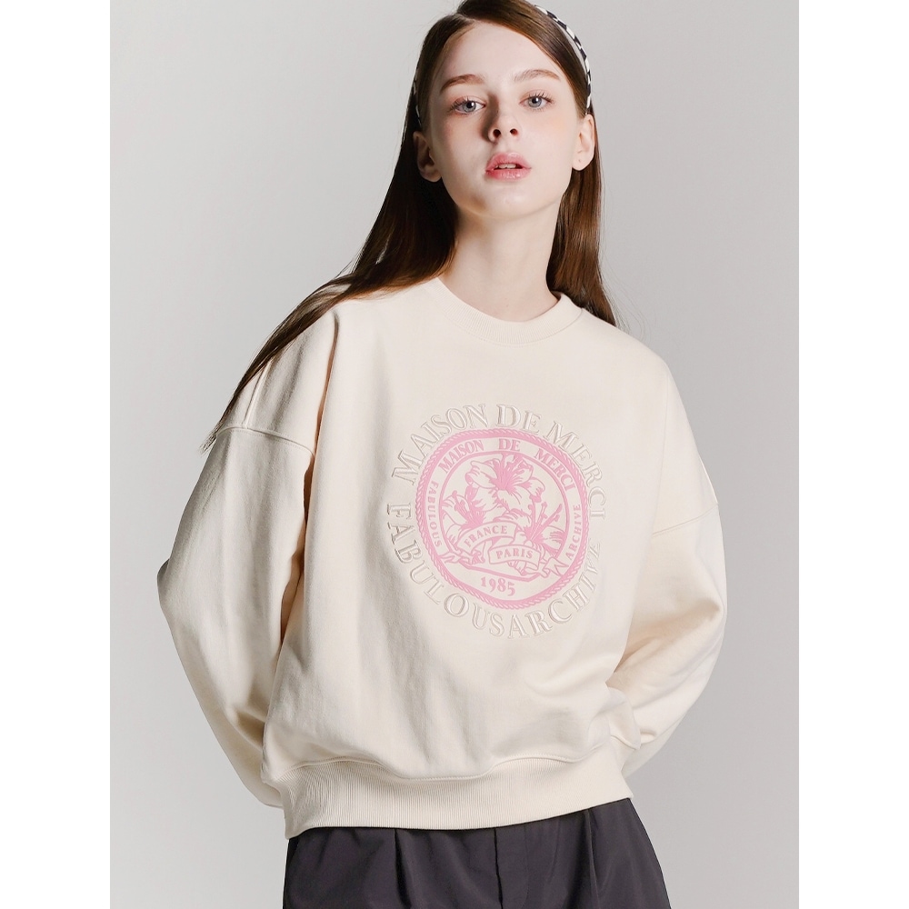 ファビュラスアーカイブ女性用クロップメゾンレリス隠しロゴスウェットシャツ (FCD1TS201W)