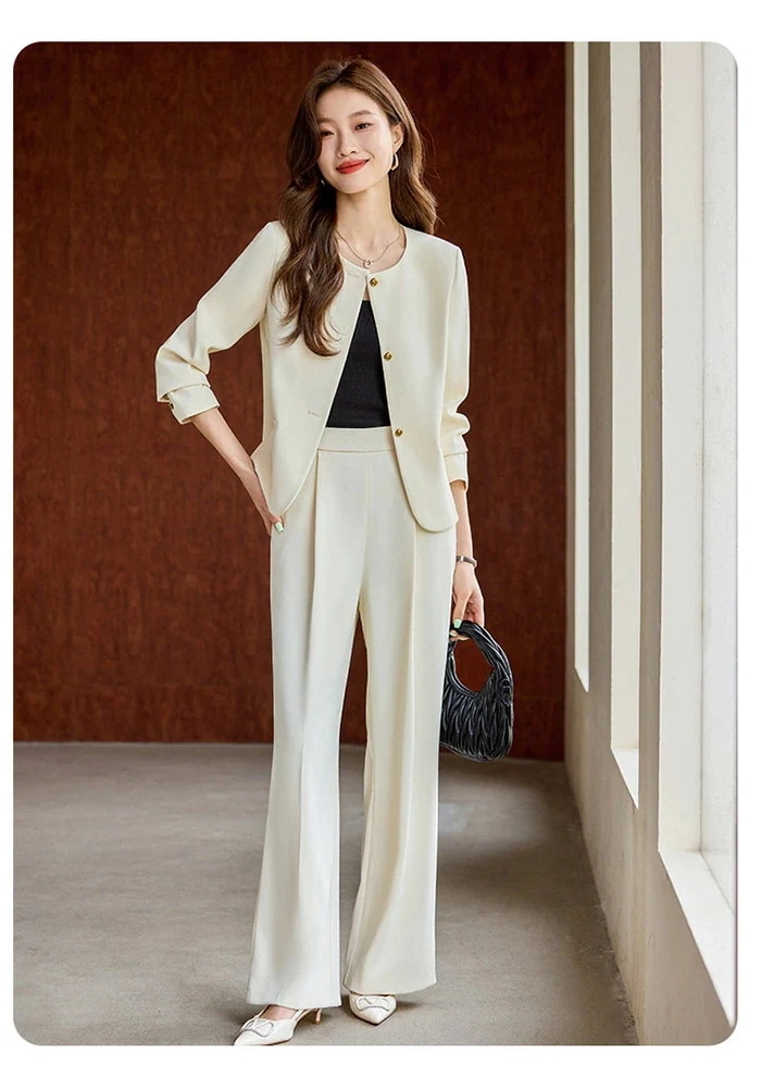 スーツ レディース パンツスーツ ノーカラー ジャケット ワイドパンツ 無地 ロングパンツ 大人 きれいめ フォーマル セレモニー ビジネス 2点セット 上下 セット 入学式 卒業式 入園式 卒園式
