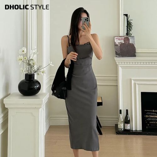 レーススクエアネックドレープキャミワンピース・p678529