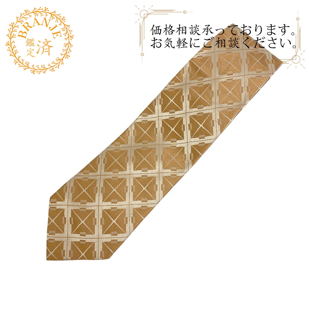マキシイントレチャート シルク ネクタイ ゴールド ブランド