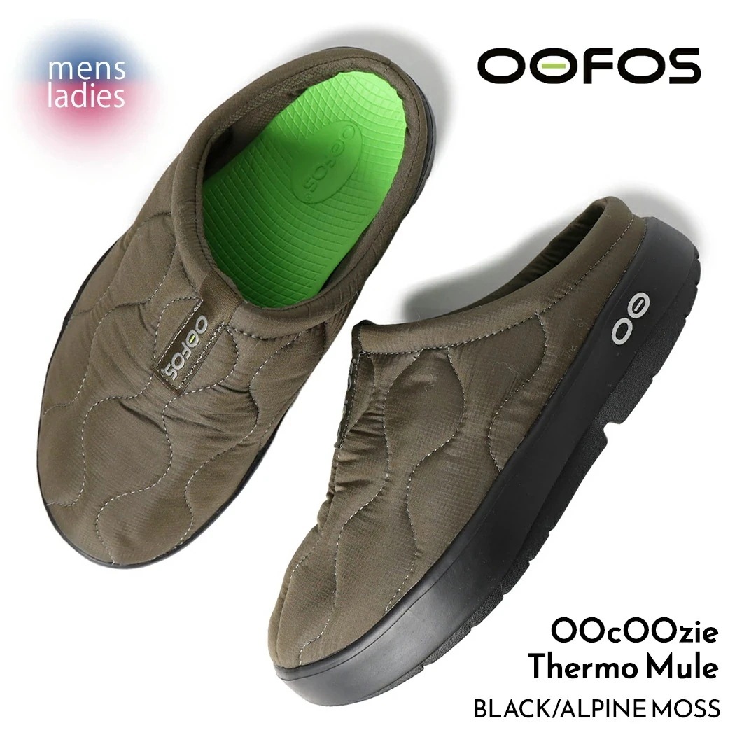 OOFOS OOcOOzie Thermo Mule BLACK/ALPINE MOSS ウーフォス ウークージー サーモ ミュール ( 国内正規品 カーキ 緑 クロッグ サンダル メンズ レディース