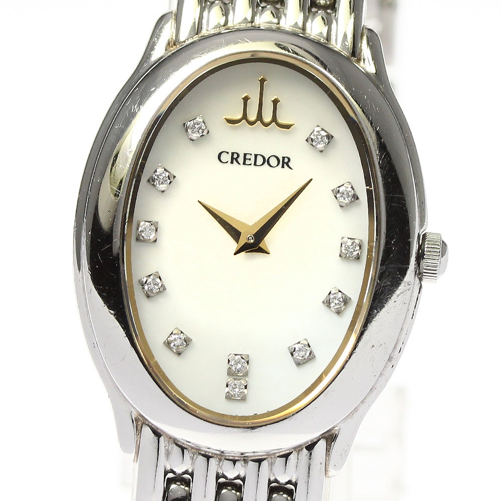 セイコー SEIKO 1E70-0BH0/GSTE927 クレドール オーバル 12Pダイヤ クォーツ レディース _764115【中古】