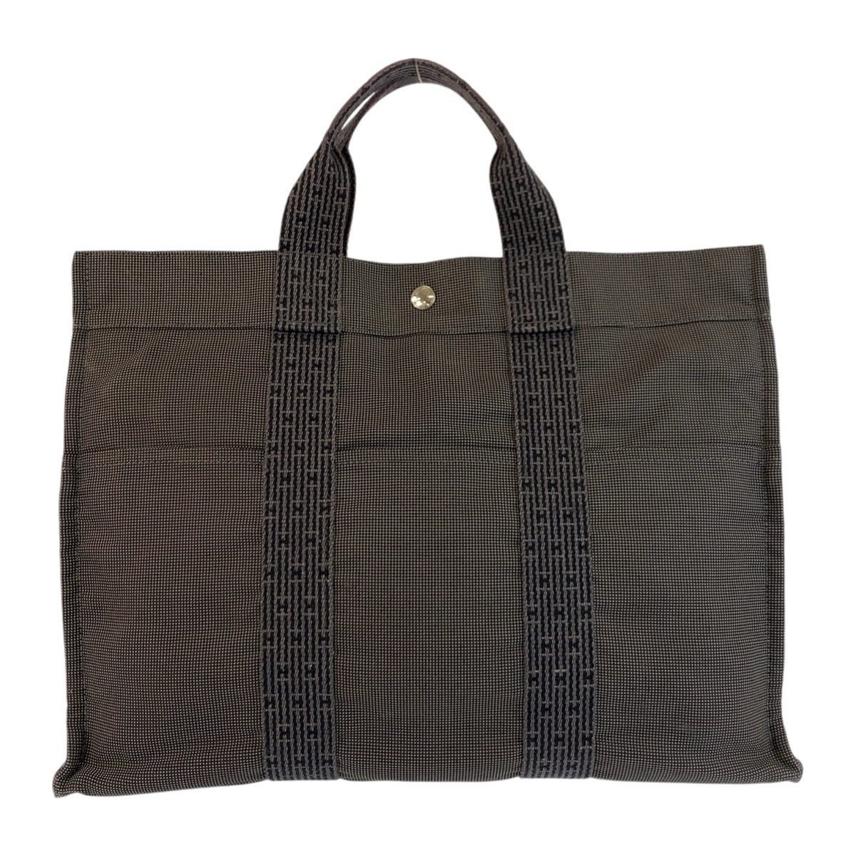 美品 エールラインMM グレー シルバー金具 ポリアミド/ポリエステル トートバッグ ハンドバッグ レディース 602065