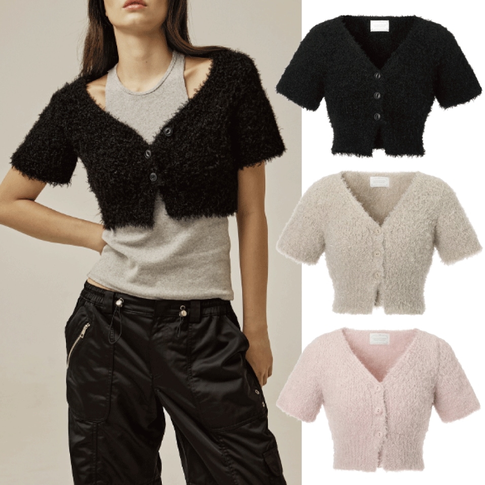 24FW Poodle mini cardigan 半袖 カーディガン (3 colors)