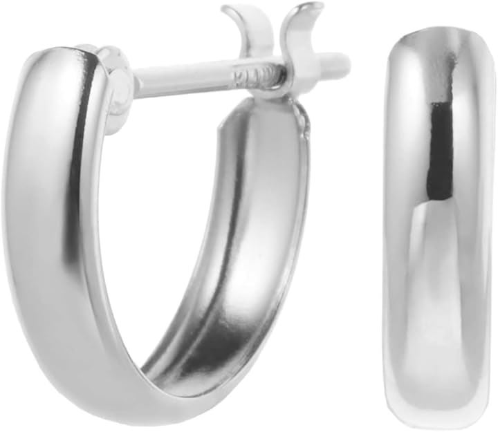 Piena ピエナK14WG ホワイトゴールド 甲丸 丸み ミニ フープ シンプル 日本製 縦8mm 横10mm ピアス レディース