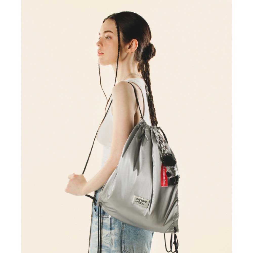 MASMARULEZ 304 ジムサックストリングバッグ _ グリッターシルバー