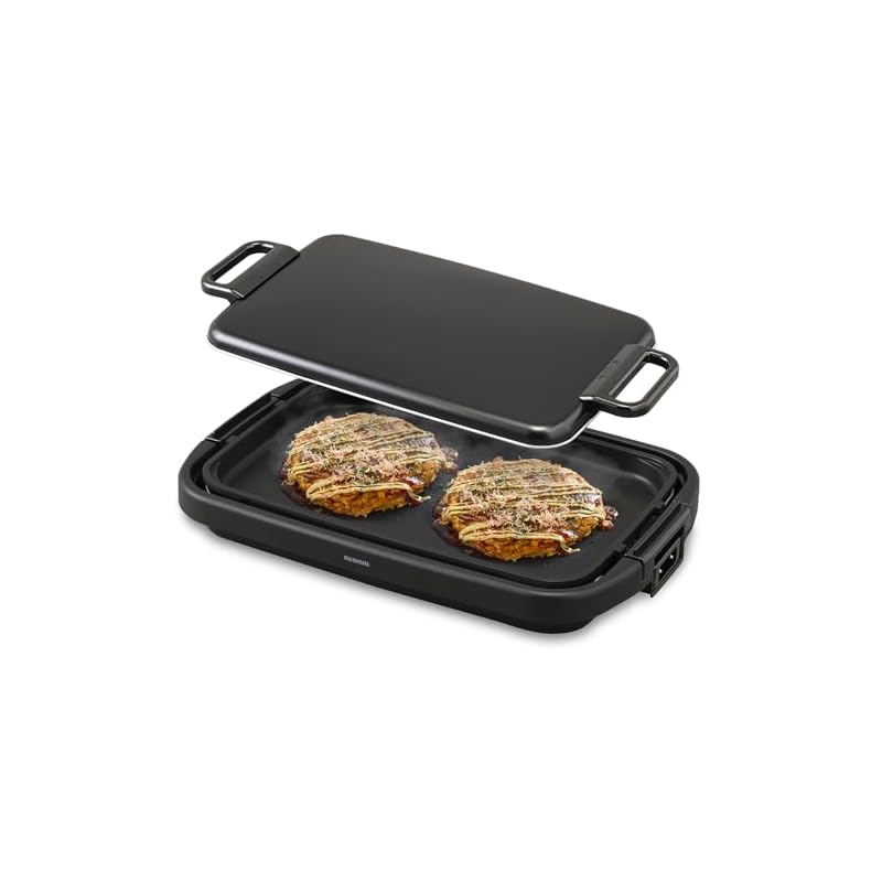 【迅速発送】アイリスオーヤマ ホットプレート 大型 ワイド プレート1枚 (平面プレート) 大きいサイズ 蓋付き SWHP-011-B ブラック