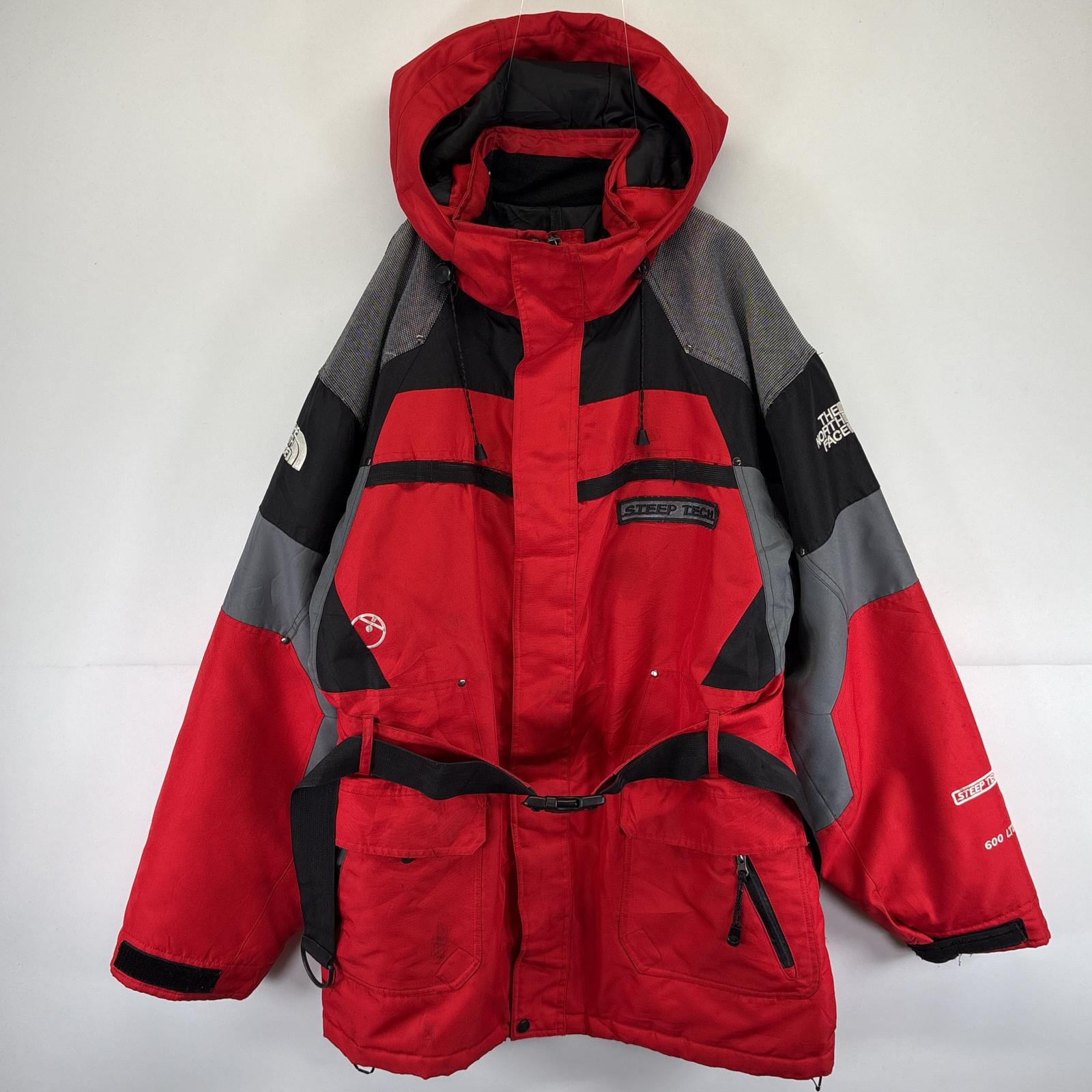 古着 ナイロンジャケット STEEP TECH マウンテンジャケット 中綿 フルジップ 大きいサイズ 3XL レッド メンズ
