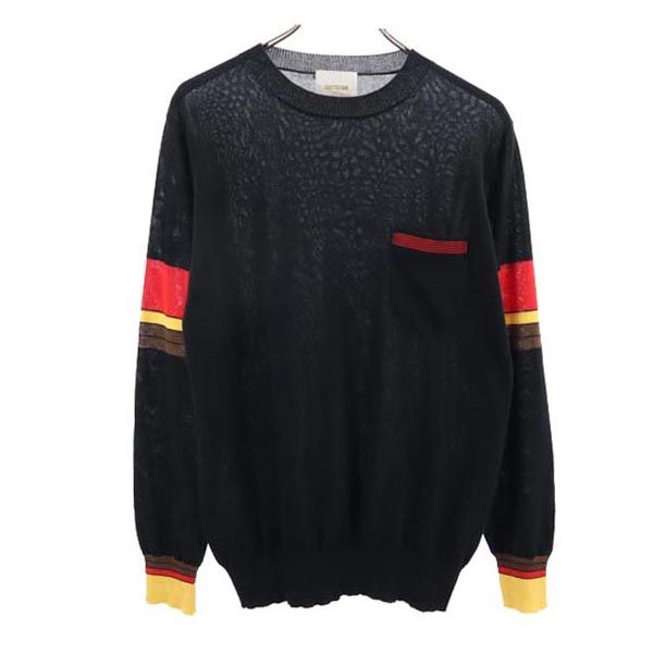 長袖 コットンブレンドニット セーター 36 ブラック メンズ