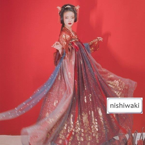 ロングドレス チャイナ服 中華服 ステージ おしゃれ チャイナドレス 唐装 ワンピース 中国古代衣装 中国漢服 中国服 中国古風 コスプレ 女性 漢服仙女 撮影
