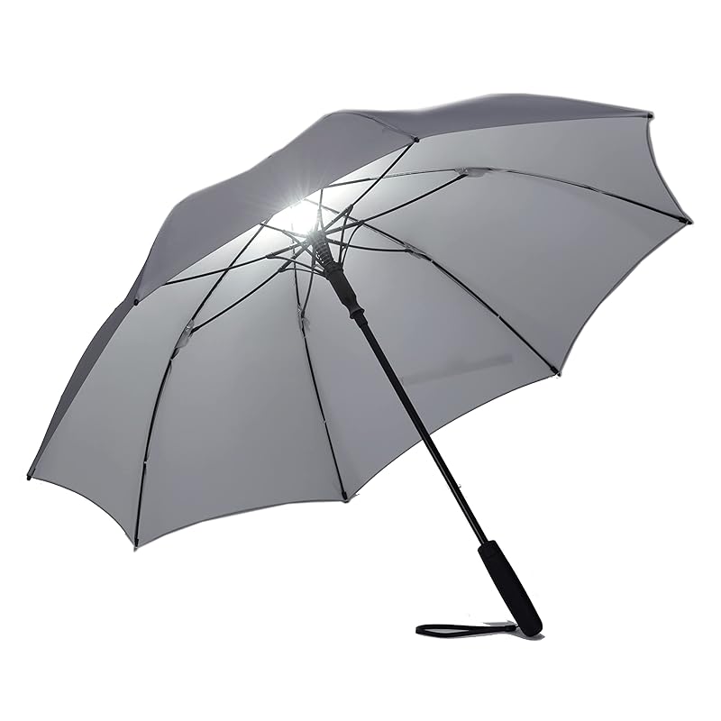 即納：マブ(mabu) 傘 LEDライト 8本骨 ジャンプ式 メンズ レディース グラスファイバー ライトグレー SMV-41553 umbrella おしゃれ 人気 日傘 メンズ レディーズ 雨傘