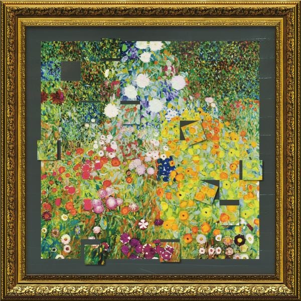 ユーパワー 名画モザイクアート Gel加工 アートフレーム Mサイズ クリムト「フラワーガーデン」
