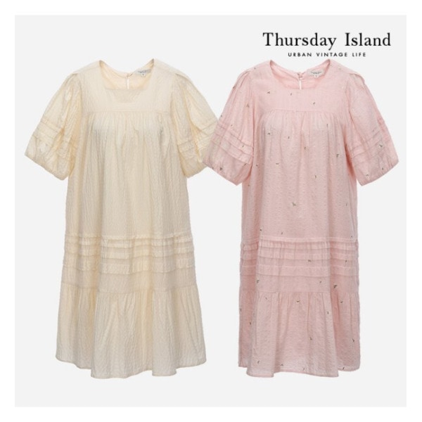 Thursday Island スクエアネック ピンタック ワンピース(T224MOP232W)