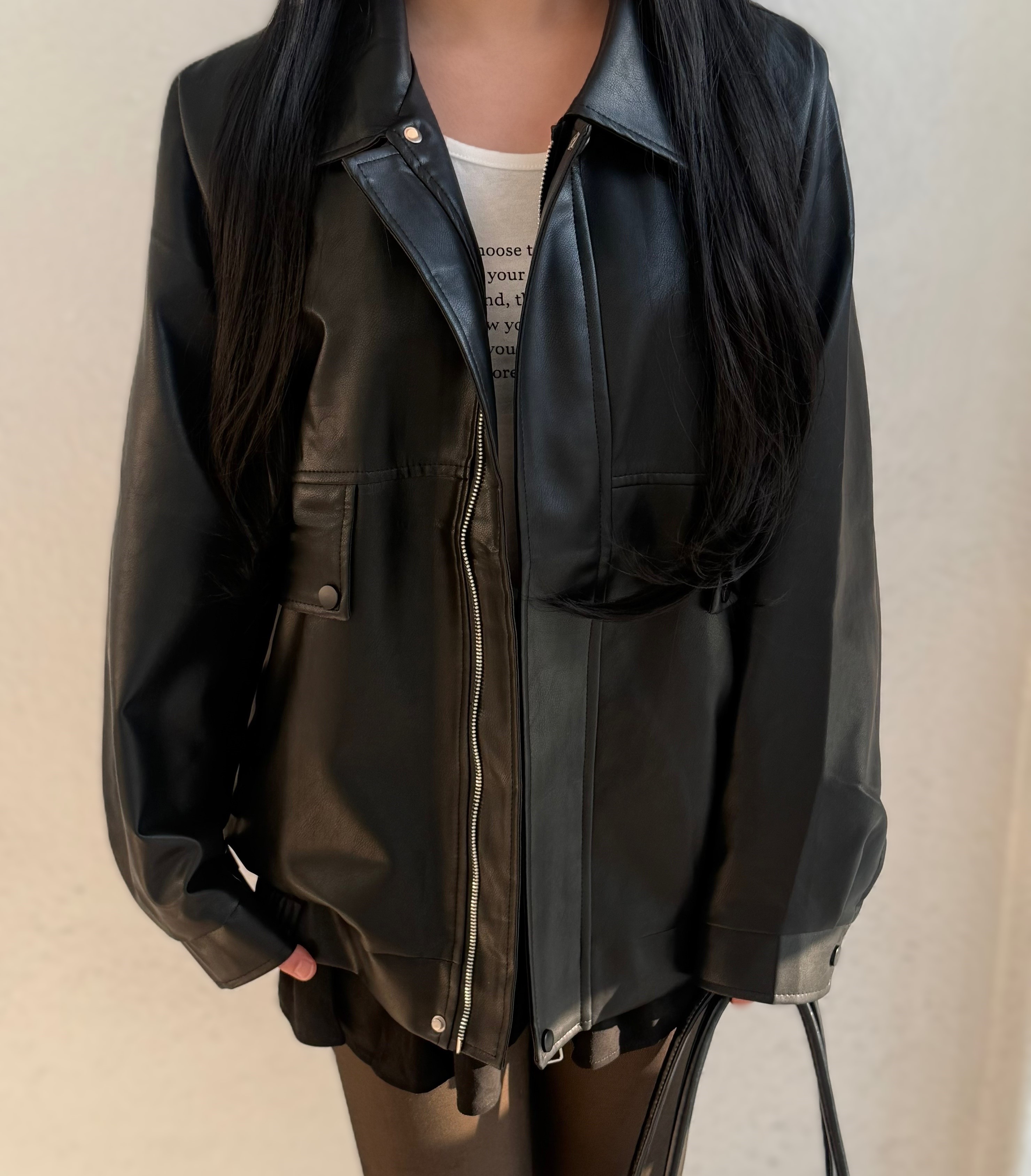 레더 자켓 가죽 집업 오버핏 박시핏 남녀공용