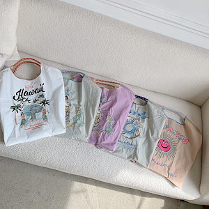 ナイロン ショッピングバッグ 刺繍 手提げ 収納袋