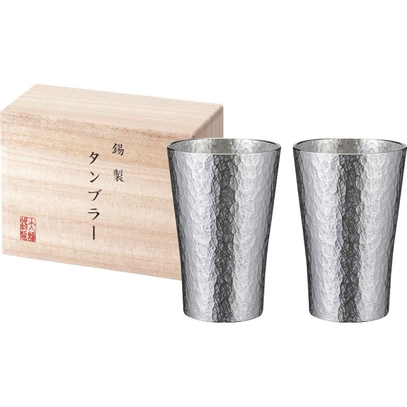 本錫タンブラー150ml 六花（りっか）小ペア（桐箱入）