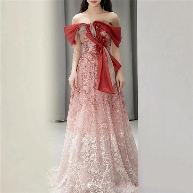 レッド マキシ丈ロング丈　ロングドレス　スカート 二次会ドレス フォーマルドレス　春 夏 秋 冬 パーティドレス 二次会 2次会 レース 成人式 同窓会 謝恩会 大学生 服装 入学式 卒業式 か 14 17,690円