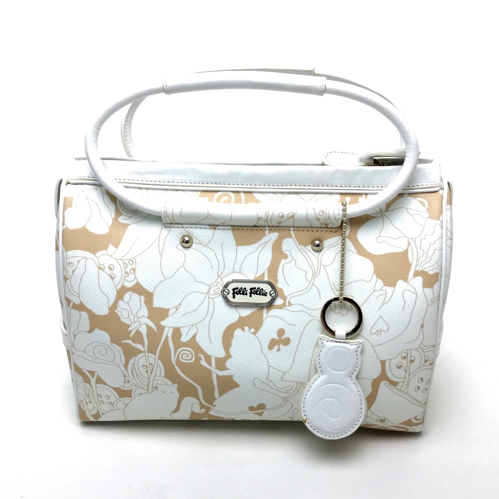 Folli Follie フォリフォリ ハンドバッグ アリス 花柄 カバン トートバッグ PVC/レザー ホワイト