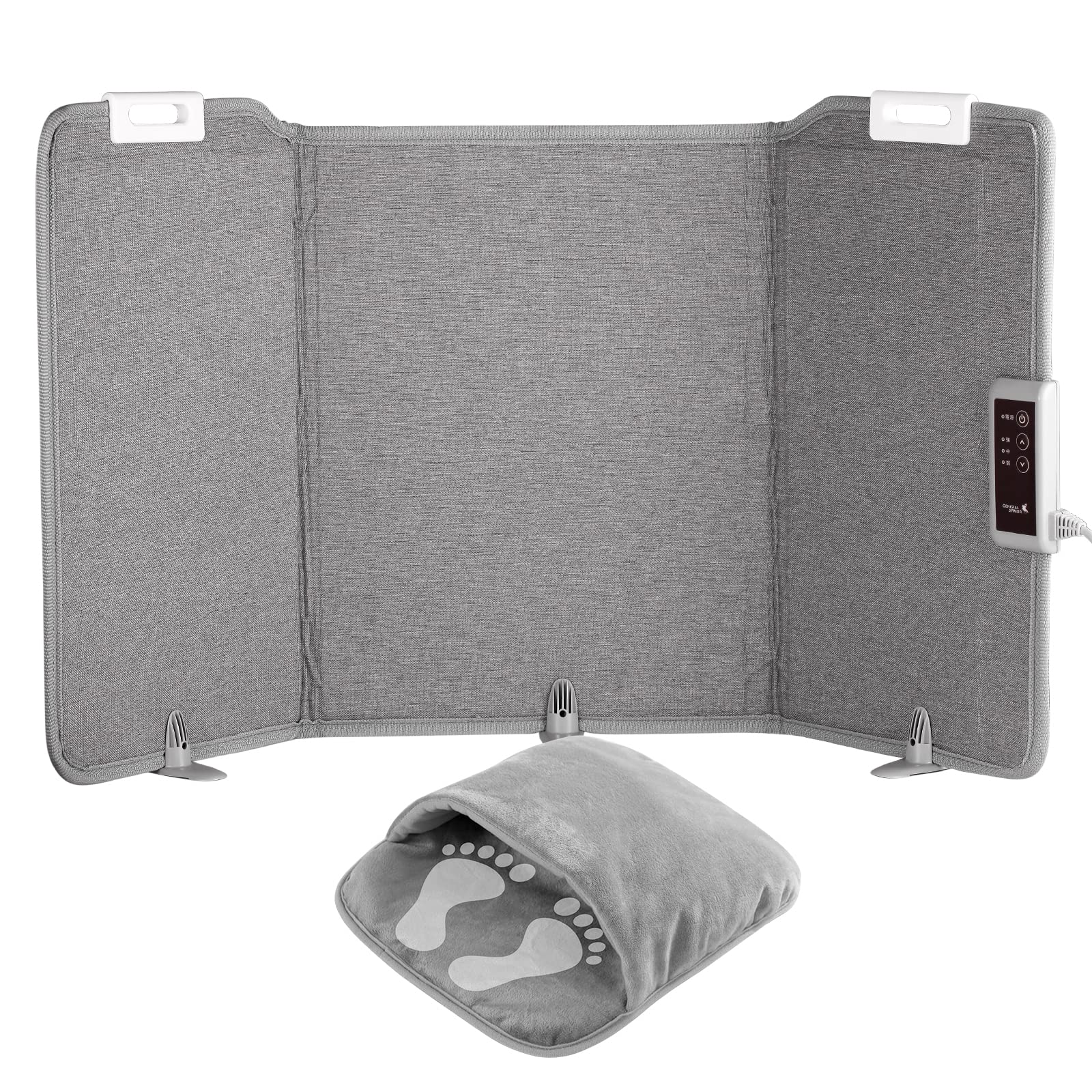 デスクヒーター 遠赤外線【新型高温】パネルヒーター 折りたたみ 省エネ 足元ヒーター オフィス 暖房器具 安全装置 冷え対策 グレー 【正規品】