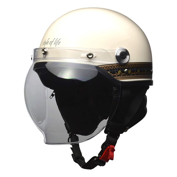 バイクヘルメット ハーフ CROSS バブルシールド付き フリーサイズ 57-60cm未満 CR-760ETIV