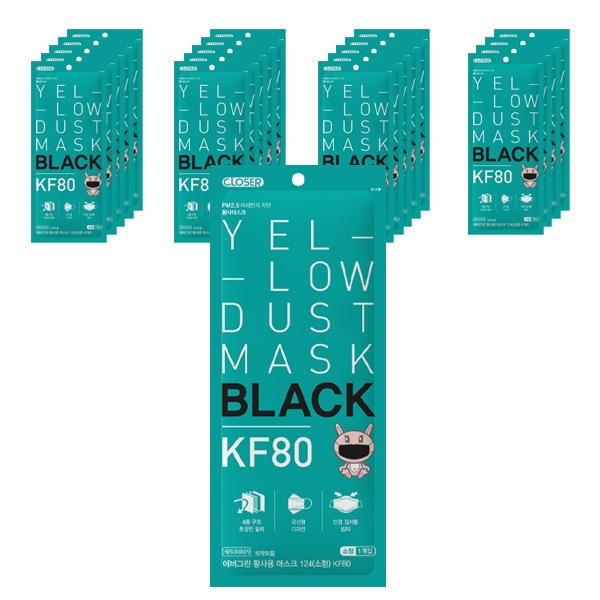 （TF0006）閉鎖ブラック黄砂防疫マスク小型KF80（20枚）/子供のマスク/韓国発送