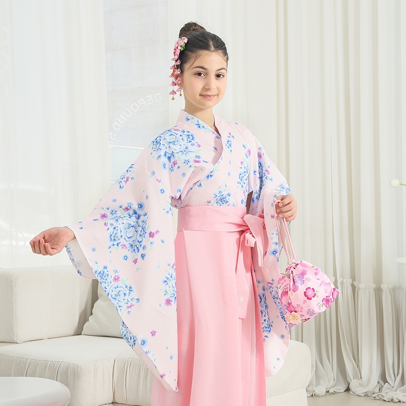 和服女孩袴セット女孩中大童和風伝統礼服と正装演技服