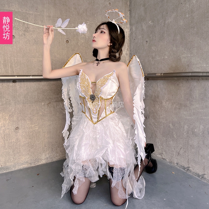 セクシーな純粋な欲望の天使のハロウィン大人のコスチュームホラー悪魔ゴシック悪魔ナイトクラブバーDSドレス