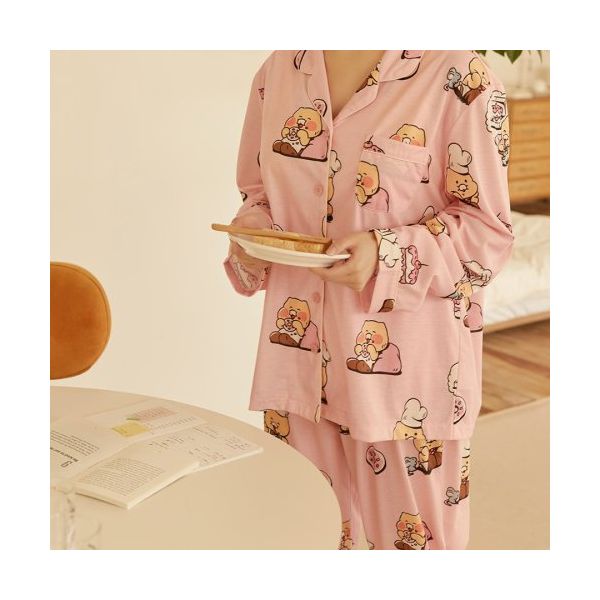 KAKAO FRIENDSベーキングタイム女性上下のパジャマピンク_春食