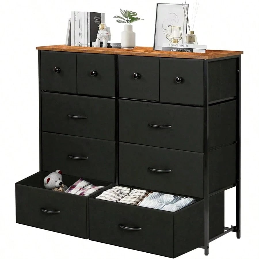 チェスト タンス 収納チェスト 洋服収納 リビング 収納 大容量 4段10杯 100*30*98cm 箪笥 衣類収納 引き出し付き おしゃれ 収納ケース 木製天板 組立簡単 AGCTG02 4段10杯