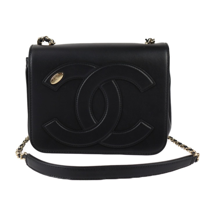 美品 CHANEL シャネル ショルダーバッグ AS0321 チェーン ショルダーバッグ カーフスキン ブラック ゴールド金具 ココマーク クロスボディ 本物保証 中古