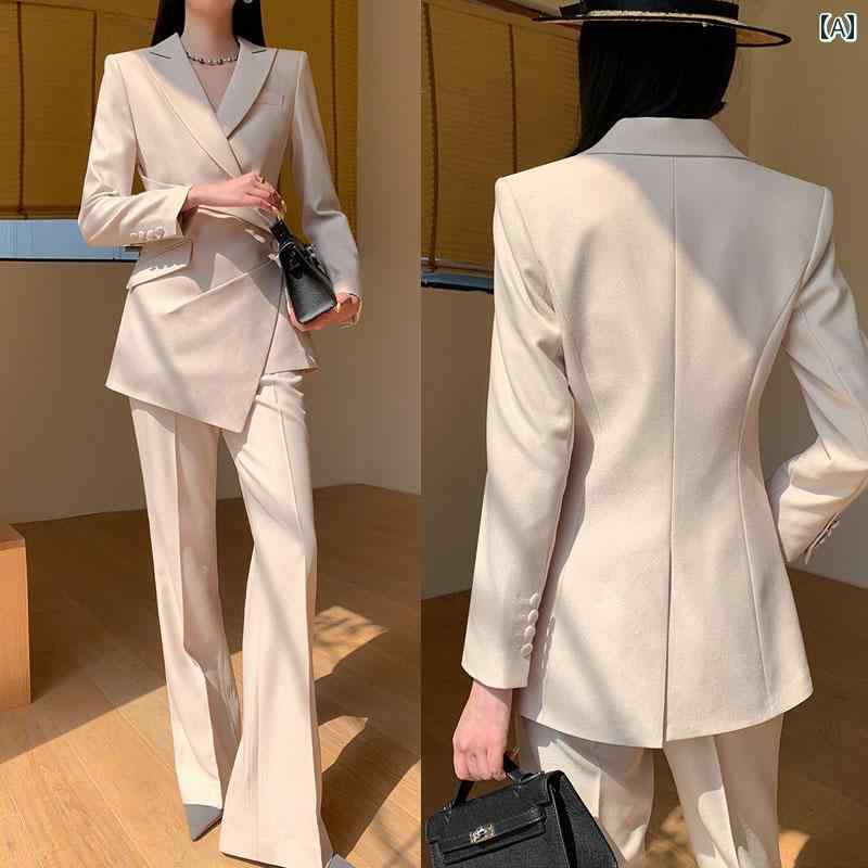 レディース スーツ スタイリッシュ 高級感 スーツ ジャケット パンツ 秋 教師 ファッション オフィス ビジネス モダン セットアップ 優雅 エレガント