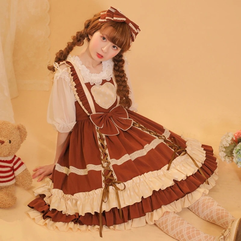 ロリータスカート甘くてかわいい水玉模様のロリータドレスプリンセススカート甘いロリータドレスプリンセススタイルのドレス
