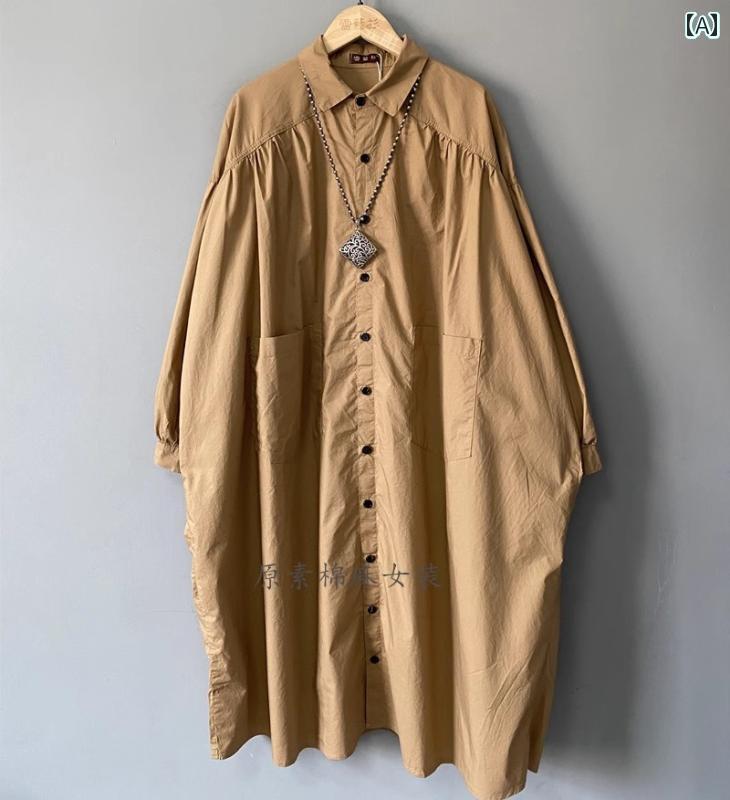 レディース　　Tシャツ　 綿 プリーツ ポロ カラー ミドル 丈 シャツ レディース 2025 春秋 大きいサイズ 韓国 カジュアル アウター