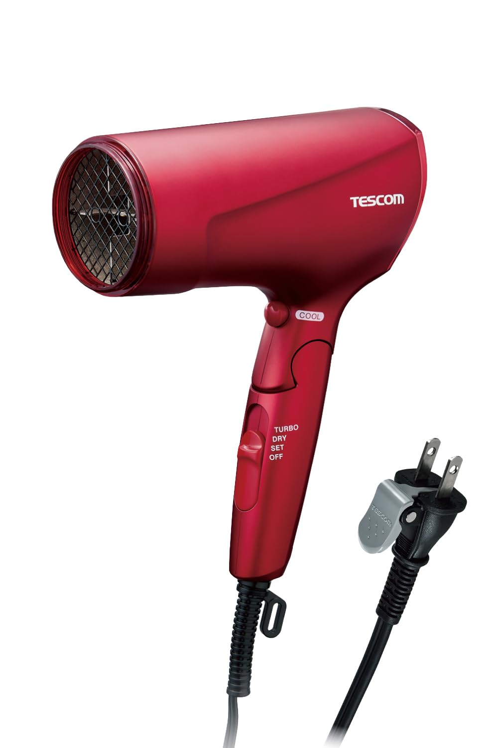 テスコム ヘアドライヤー プロテクトイオン 折りたたみ 速乾 小型 軽量 冷温風 Speedom ラク抜きプラグ レッド TD570A-R