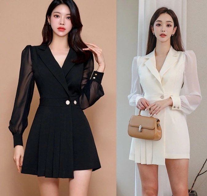 最新モデル登場！即日発送ミニワンピース ショートワンピース 長袖 Vネック フリル 袖透け感 シンプル カジュアル レディース【大きいサイズ レディース 春夏 結婚式 きれいめ タイト フォーマル 大