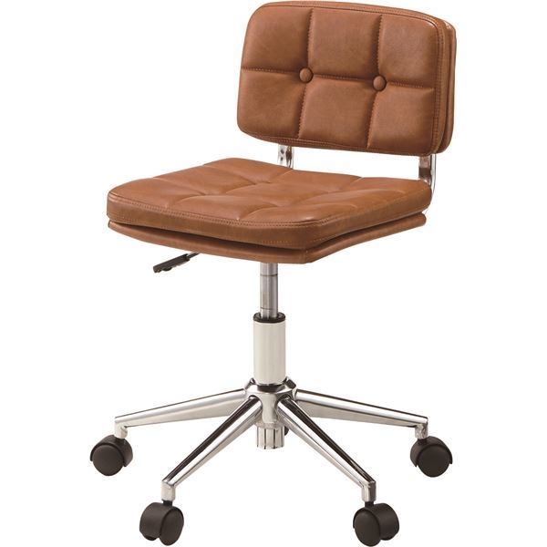 パーソナルチェア デスクチェア 幅40cm ブラウン キャスター 昇降式 スチール ソフトレザー 合皮 リビング 在宅ワーク