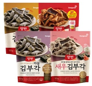 [2+2+2+2/大容量] ヤンバン 韓国のりスナック（キムブガク）4種セット（各50g）のり味 50g ガーリック味 50g エビ味 50g キムチ味 50g