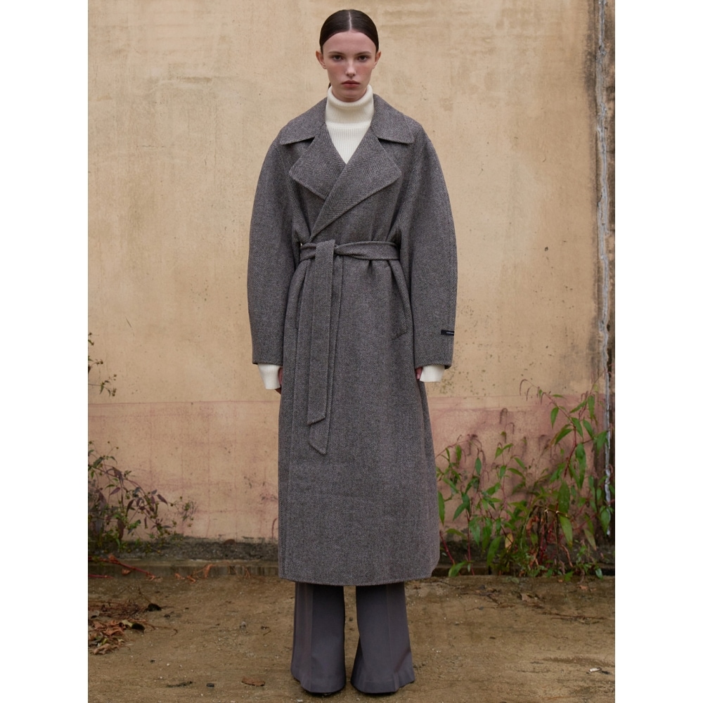ouie ハンドメイドバルーンスリーブウールラップコート (2色) OU1200