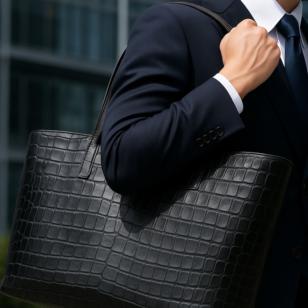 クロコダイル トートバッグ 高級 大容量 A4収納可 バッグ 本革 一点物 限定 職人手作り 108,900円