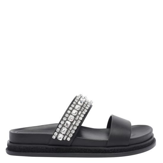 JIMMY CHOO Women Sandals JADI FLAT FKRBLACK CRYSTAL Black