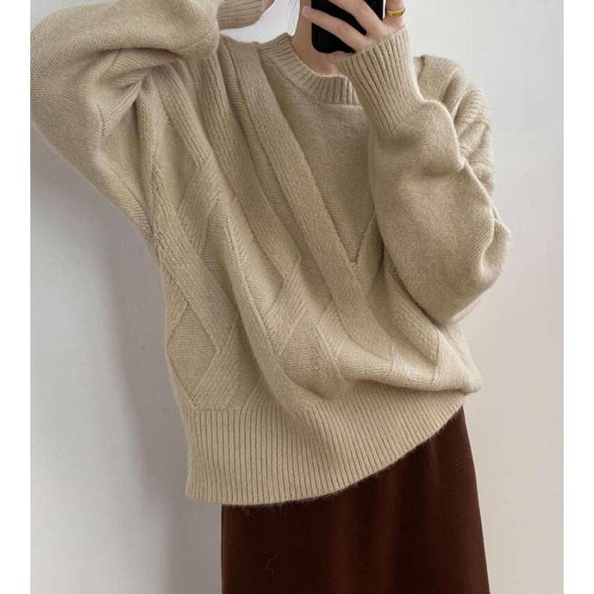 ニット セーター レディース ニットセーター 秋冬 クルーネック おしゃれ 冬 リブニット 長袖 プルオーバー 大人 暖かい 防寒 無地 きれいめ 通勤