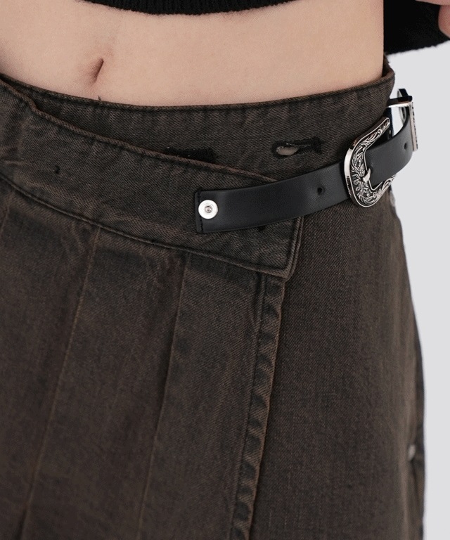 [OOTJ] ケント デニム ミディ プリーツ スカート 5,172円