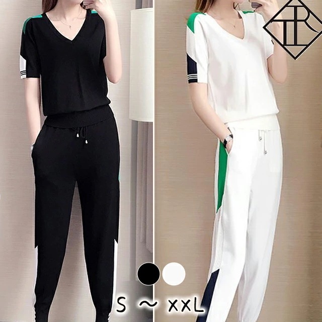 ２点で13o円OFF！【即納】トレーニングウェア ヨガウェア レディース 2点セット ジム セットアップ ジャージ 上下セット フィットネス ランニングウェア 大きいサイズ おうち時間 ルームウェア 5,859円