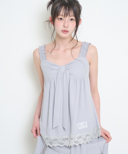 【ILLIGO】 BOW CHIFFON LACE SLEEVELESS GRAY 正規品