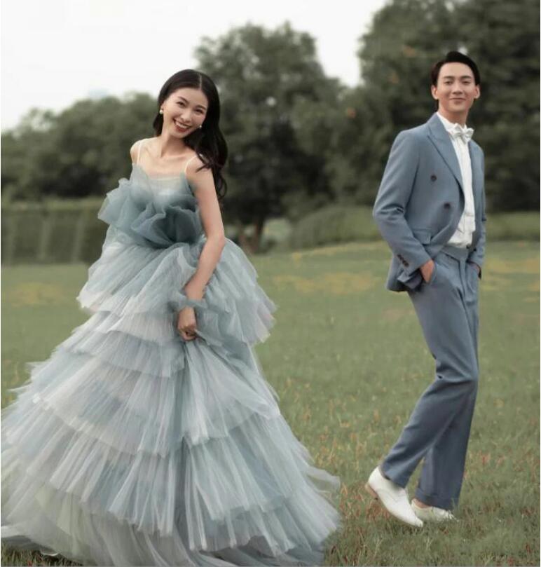 ワンピース 花嫁ドレス きれいめ 結婚式ドレス 多重チュール フォトウェディング撮影 お姫様 森系 ウェディングドレス 可愛い 前撮りドレス 後撮り ロング 二次会ドレス 披露宴 パーティードレス 成