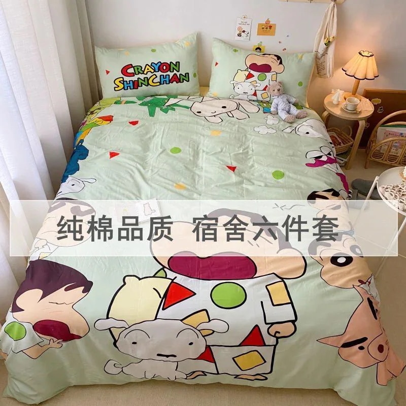 現品の厳選かわいいクレヨンしんちゃん純綿家庭用寝具学生ins寮シングルベッド布団シーツ3点セット6