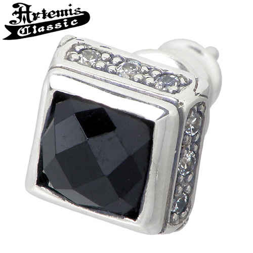 アルテミスクラシック Artemis Classic スクエア オニキス スタッド シルバー ピアス アクセサリー 1個売り 片耳用 ストーン キュービック シルバー 925 ACSE0020BK