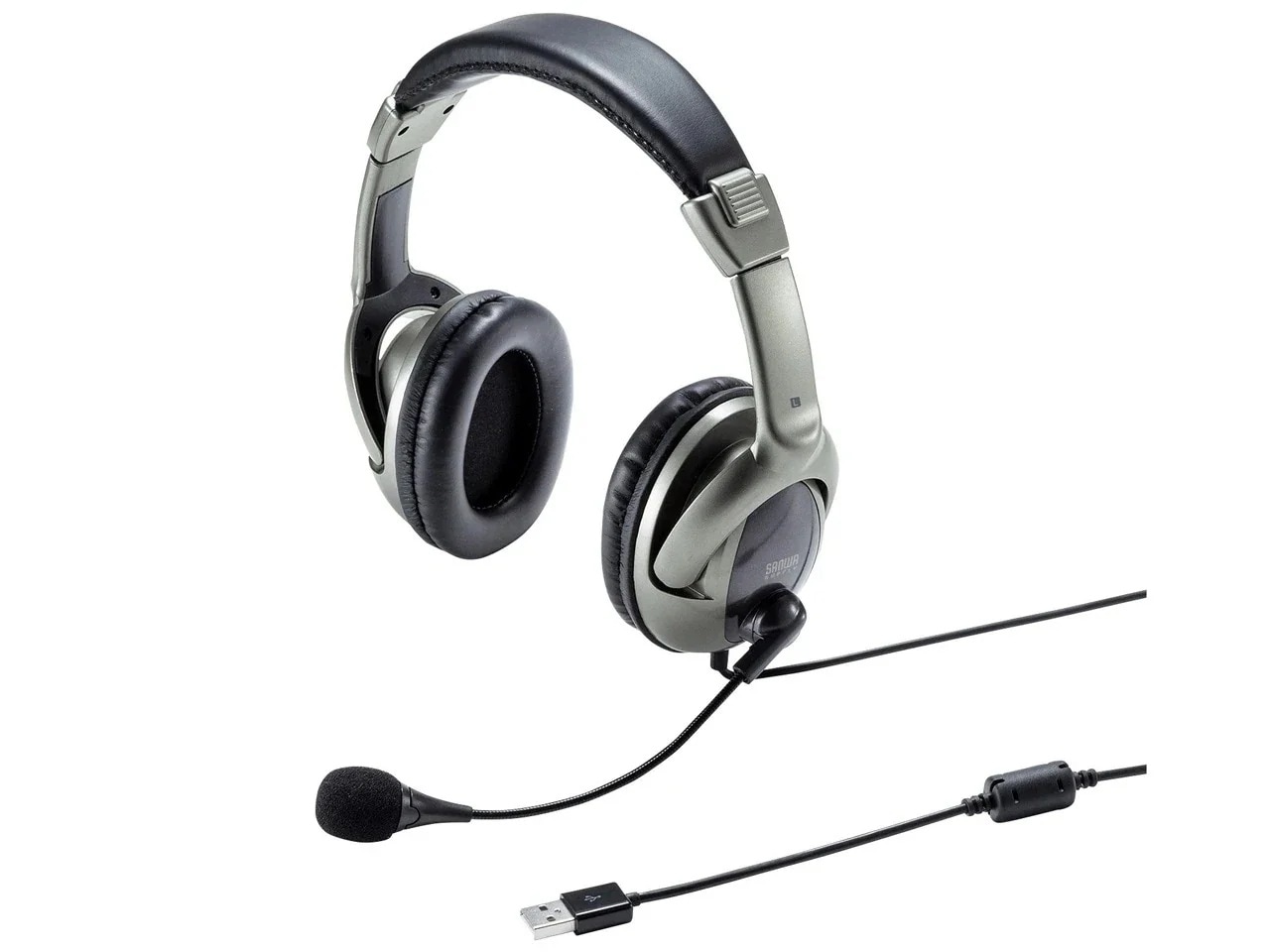 MM-HSU10GMN USBヘッドセットPC用ヘッドセット