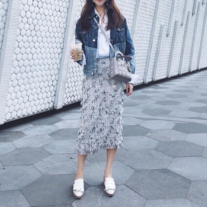 3380.チエック柄ツイードタイトスカート 2019 春夏 sale 春夏 sale ボトムス 美ライン おしゃれ きれいめ カジュアル ペンシルスカート ストリート バイカラー ミディアム ミモレ丈